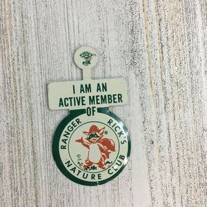 Vtg Ranger Ricks Nature Club I’m An Active Member Button Lapel Tab Pin Badge